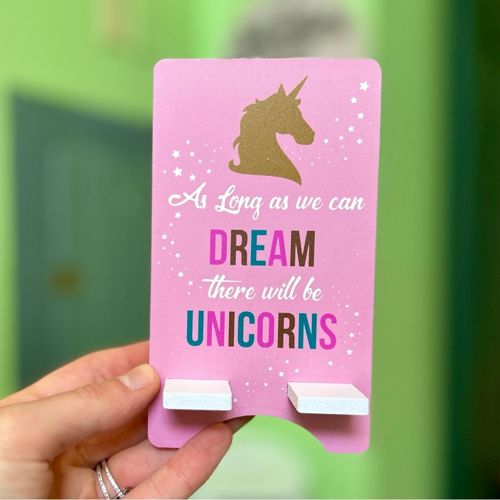 Wooden Unicorn Office Phone Display Holder Cute Decorative Accent